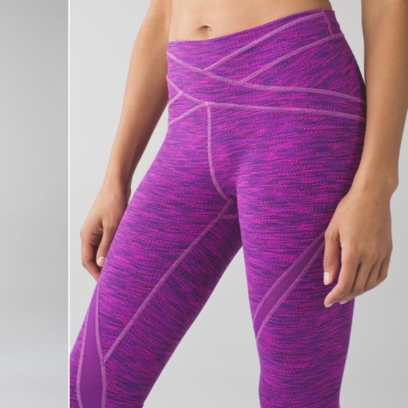 Lululemon Free Flow Crop Diamond Jacquard Space Dye Tender Violet Raspberry Glo - Picture 4 of 9